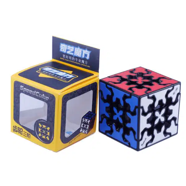 genios puzzle rubik qiyi gear cube negru cutie